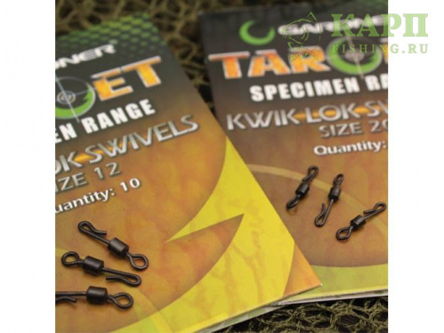 Для быстрой смены поводков; очень прочные; покрыты тефлоном Быстросъемные вертлюжки GARDNER Target Kwik Lok Swivel №12