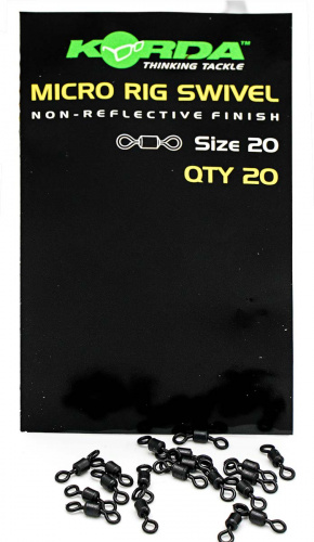 Korda Micro Rig Swivel - вертлюг очень маленького калибра, который можно монтировать в механизмы монтажей типа combi, или даже на цевье крючка. Вертлюжки для крючка микро KORDA Micro Rig Swivel