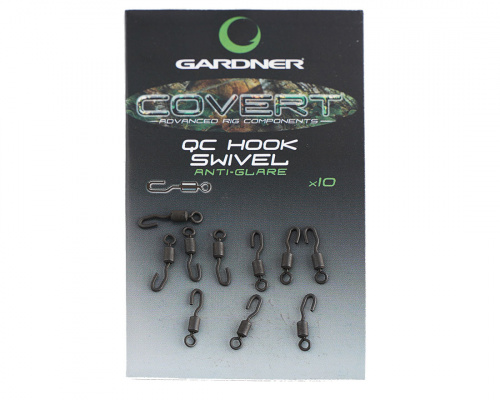 Gardner Covert QC Hook Swivels - Быстросъемные вертлюжки для крючков имеют прочный, параллельный крюк для быстрого и простого крепления крючков. Это значит, что эти вертлюги как нельзя лучше подойдут для изготовления таких популярных оснасток, как «Ronnie rig» и «German Rig». Вертлюг с быстросъемом Gardner Covert QC Hook Swivels